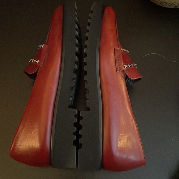 Paul Green Sofia Studded Leather Loafer Wine Size 8 - Picture 8 of 9